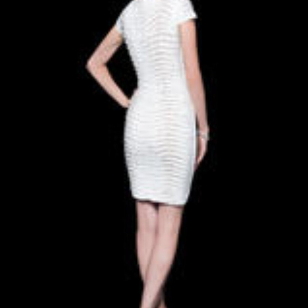Spenser Jeremy White Gray Sheath Mini Dress Crew Neck Short Sleeve